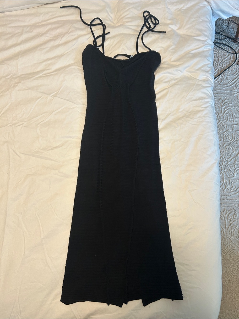 Black Spaghetti-Strap Knit Maxi Dress